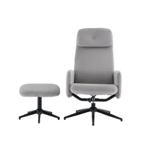 Fauteuil pivotant gris à 360° avec angle d'inclinaison réglable et repose-pieds, chaise de bureau, Gris(m-11)