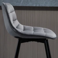 HOMCOM Conjunto de 2 Bancos de Bar com Encosto e Apoio para os Pés Bancos Altos Acolchoados de Estilo Nórdico 45x47x88 cm Cinza(m-9)