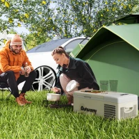 Outsunny 16L Portable Car Fridge, -20℃ to 10℃ Adjustable Temperature - Khaki/Grey(m-10)