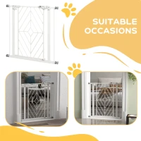 PawHut Pressure Fit Stair Gate, Dog Gate, with Auto Closing Door, Double Locking, Easy Installation, Openings 74-80cm - White(m-8)