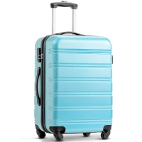 28" 4-Wheel ABS Hard Shell Travel Trolley Suitcase with Adjustable Handle, Luggage with Secure Lock, 52L × 32W × 78H cm, Skyblue(m-1)