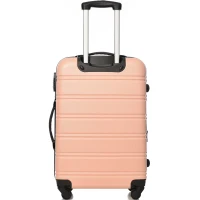 24" 4-Wheel ABS Hard Shell Travel Trolley Suitcase with Extendable Function, Luggage with Secure Lock, 45L × 28W × 69H cm, Pink(m-2)