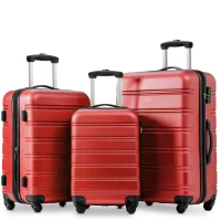 20" 4-Wheel ABS Hard Shell Travel Trolley Suitcase with Telescoping Handle, Luggage with Combination Lock, 35L × 23W × 57H cm, Red(m-10)