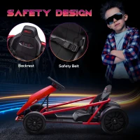 HOMCOM 24V Electric Go Kart for Kids, Drift Ride-On Racing Go Kart with 2 Speeds, for Boys Girls Aged 8-12 Years Old, Red(m-6)