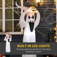 HOMCOM 6FT 1.8m LED Halloween Inflatable Decoration Floating Ghost & Pumpkin Party Outdoors Yard Lawn(m-4)