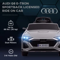 AIYAPLAY Audi Q8 e-tron Sportback Licensed 12V Ride on Car w/ Remote, 4 Spring Suspension Wheels, Headlights, Music, Horn - Grey(m-4)