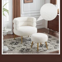 Poltrona lounge bianca con poggiapiedi, Bianco(m-6)