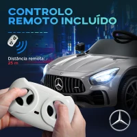 AIYAPLAY Carro Elétrico para Crianças Carro Mercedes-Benz AMG GTR com Bateria 12V Faróis  Buzina e Música 108x67x46 cm Prata(m-7)