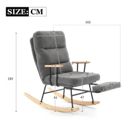 Fauteuil à bascule confortable avec réglage par gravité, repose-pieds manuel et fonction d'inclinaison stable,Gris(m-3)