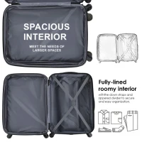 24" 4-Wheel ABS Hard Shell Travel Trolley Suitcase with Telescoping Handle, Luggage with Combination Lock, 45L × 28W × 69H cm, Black(m-9)