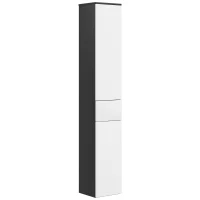 Kleankin Coloană de Baie Înaltă, Mobilier cu 2 Dulapuri, Sertar și Rafturi Reglabile din Lemn, 30x28x180 cm, Negru(m-10)