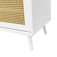 Weißer Rattan-TV-Ständer, geeignet für 90-Zoll-Fernseher, robuste Konstruktion, Weiß(m-11)