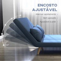 HOMCOM Sofá Cama de 2 Lugares Dobrável Estofado em Linho com Encosto Ajustável em 5 Posições e 2 Almofadas 120x75x85 cm Azul Escuro(m-5)