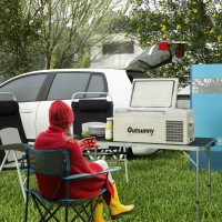 Outsunny 16L Portable Car Fridge, -20℃ to 10℃ Adjustable Temperature - Khaki/Grey(m-2)