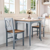 HOMCOM Dining Chairs Set of 2, Pine Wood Kitchen Chairs with Cross Back, Solid Structure for Living Room and Dining Room, Grey(m-10)