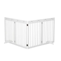 PawHut Wooden Pet Gate Foldable Freestanding Dog Safety Barrier w/ Support Feet(m-11)