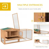 Pawhut Wooden Rabbit Hutch Guinea Pig hutch House 2 Tier with Rabbit Run for Outdoor Garden Backyard, 85 x 24 x 57cm(m-4)