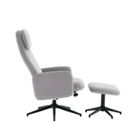 Fauteuil pivotant gris à 360° avec angle d'inclinaison réglable et repose-pieds, chaise de bureau, Gris(m-12)