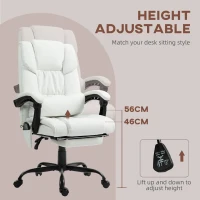 Vinsetto 6-Point Massage Office Chair, PU Leather Desk Chair with Adjustable Height and Footrest for Home Office, White(m-4)