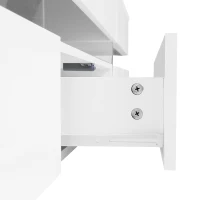 Moderner Hochglanz-TV-Schrank mit LED-Beleuchtung, offenes Fach, Acryl-Glaseinsatz, Drucköffnung, Weiß(m-10)