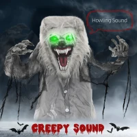 HOMCOM 6'8" Skeleton Werewolf Halloween Animatronic, with Glowing Eyes(m-4)