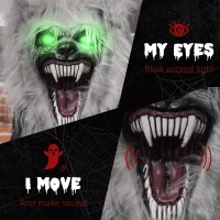 HOMCOM 6'8" Skeleton Werewolf Halloween Animatronic, with Glowing Eyes(m-5)