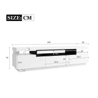 Mobile TV Moderno Lucido con LED a 16 Colori, 3 Cassetti, Apertura Silenziosa e Fluida, 160x39x42 cm, Bianco(m-3)