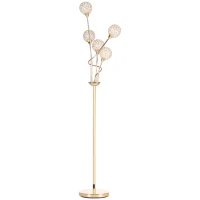 HOMCOM Crystal Floor Lamps for Living Room Bedroom with 5 Light, Modern Upright Standing Lamp, 34x25x156cm, Gold Tone(m-11)