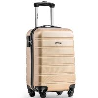 20" 4-Wheel ABS Hard Shell Travel Trolley Suitcase with Silent Universal Wheels, Luggage with Combination Lock, 35L × 23W × 57H cm, Golden(m-1)