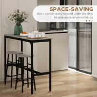 HOMCOM 3 Piece Bar Table Set with 2 Stools, Industrial Bar Table and Stool Set, Dining Table and Chair Set, Grey(m-5)