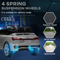 AIYAPLAY Audi Q8 e-tron Sportback Licensed 12V Ride on Car w/ Remote, 4 Spring Suspension Wheels, Headlights, Music, Horn - Grey(m-8)