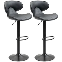HOMCOM Adjustable Swivel Bar Stools Set of 2, Barstools with Footrest and Backrest, Steel Frame Gas Lift, for Kitchen Counter Dining Room, Grey(m-11)