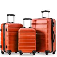 24" 4-Wheel ABS Hard Shell Travel Trolley Suitcase with Silent Wheels, Luggage with Combination Lock, 45L × 28W × 69H cm, Orange(m-10)