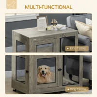 PawHut 2-in-1 Dog Cage & Side Table, with Two Doors, Cushion, for Large Dogs(m-5)