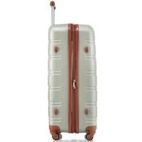 28" 4-Wheel ABS Hard Shell Travel Trolley Suitcase with Adjustable Handle, Luggage with Secure Lock, 52L x 32W x 78H cm, Brown+Green(m-11)