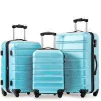 28" 4-Wheel ABS Hard Shell Travel Trolley Suitcase with Adjustable Handle, Luggage with Secure Lock, 52L × 32W × 78H cm, Skyblue(m-10)