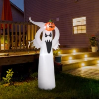 HOMCOM 6FT 1.8m LED Halloween Inflatable Decoration Floating Ghost & Pumpkin Party Outdoors Yard Lawn(m-10)