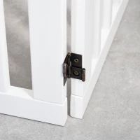 PawHut Wooden Pet Gate Foldable Freestanding Dog Safety Barrier w/ Support Feet(m-9)