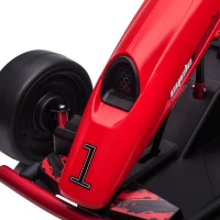 HOMCOM 24V Electric Go Kart for Kids, Drift Ride-On Racing Go Kart with 2 Speeds, for Boys Girls Aged 8-12 Years Old, Red(m-9)