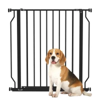 PawHut Extra Wide Dog Safety Gate, with Door Pressure, for Doorways, Hallways, Staircases - Black(m-1)