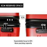 28" 4-Wheel ABS Hard Shell Travel Trolley Suitcase with Telescoping Handle, Luggage with Combination Lock, 52L × 32W × 78H cm, Red(m-7)