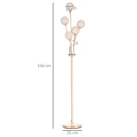 HOMCOM Crystal Floor Lamps for Living Room Bedroom with 5 Light, Modern Upright Standing Lamp, 34x25x156cm, Gold Tone(m-3)
