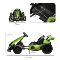 HOMCOM 24V Electric Go Kart for Kids with Adjustable Seat for 6-12 Years, Green(m-3)