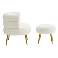 Poltrona lounge bianca con poggiapiedi, Bianco(m-12)