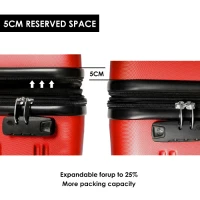 20" 4-Wheel ABS Hard Shell Travel Trolley Suitcase with Telescoping Handle, Luggage with Combination Lock, 35L × 23W × 57H cm, Red(m-7)