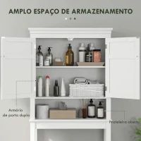 HOMCOM Móvel sobre Sanita Armário para Máquina de Lavar Roupa com 2 Portas Compartimento e Prateleira Ajustável 70x20x175 cm Branco(m-5)