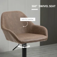 HOMCOM Adjustable Bar Stools Set of 2, Swivel Barstools with Footrest and Backrest, PU Leather and Steel Base, for Kitchen Counter and Dining Room, Dark Brown(m-6)