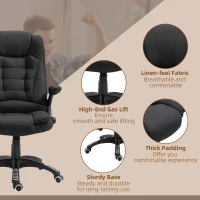 Vinsetto Massage Recliner Chair Heated Office Chair with Six Massage Points Linen-Feel Fabric 360° Swivel Wheels Black(m-9)