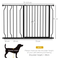 PawHut Wide Dog Safety Gate, with Door Pressure, for Doorways, Hallways, Staircases - Black(m-3)
