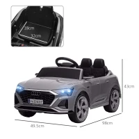 AIYAPLAY Audi Q8 e-tron Sportback Licensed 12V Ride on Car w/ Remote, 4 Spring Suspension Wheels, Headlights, Music, Horn - Grey(m-3)